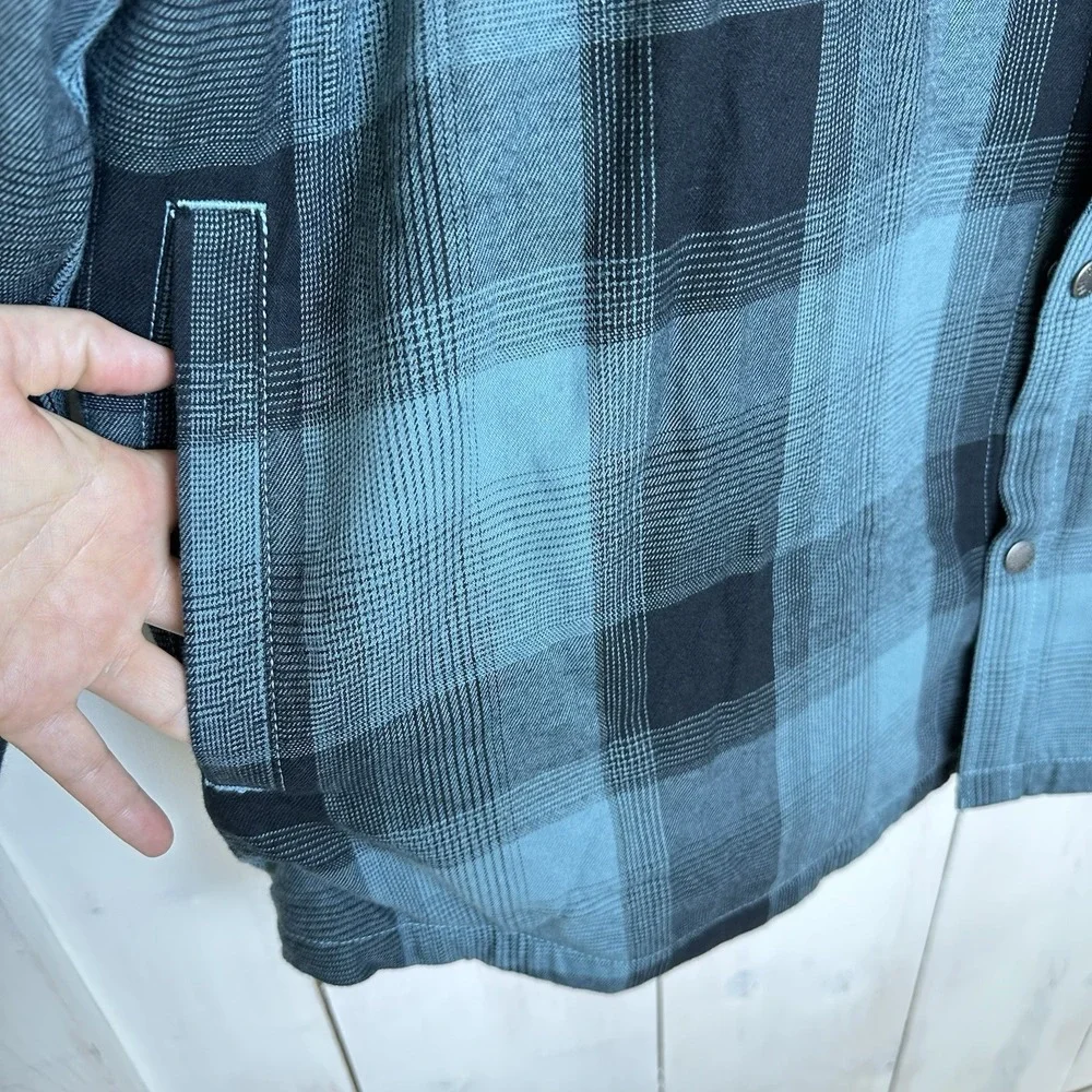 Men's The North Face Campshire Shirt Sz 3XL Sherpa Lined Snap Jacket Blue‎ Plaid